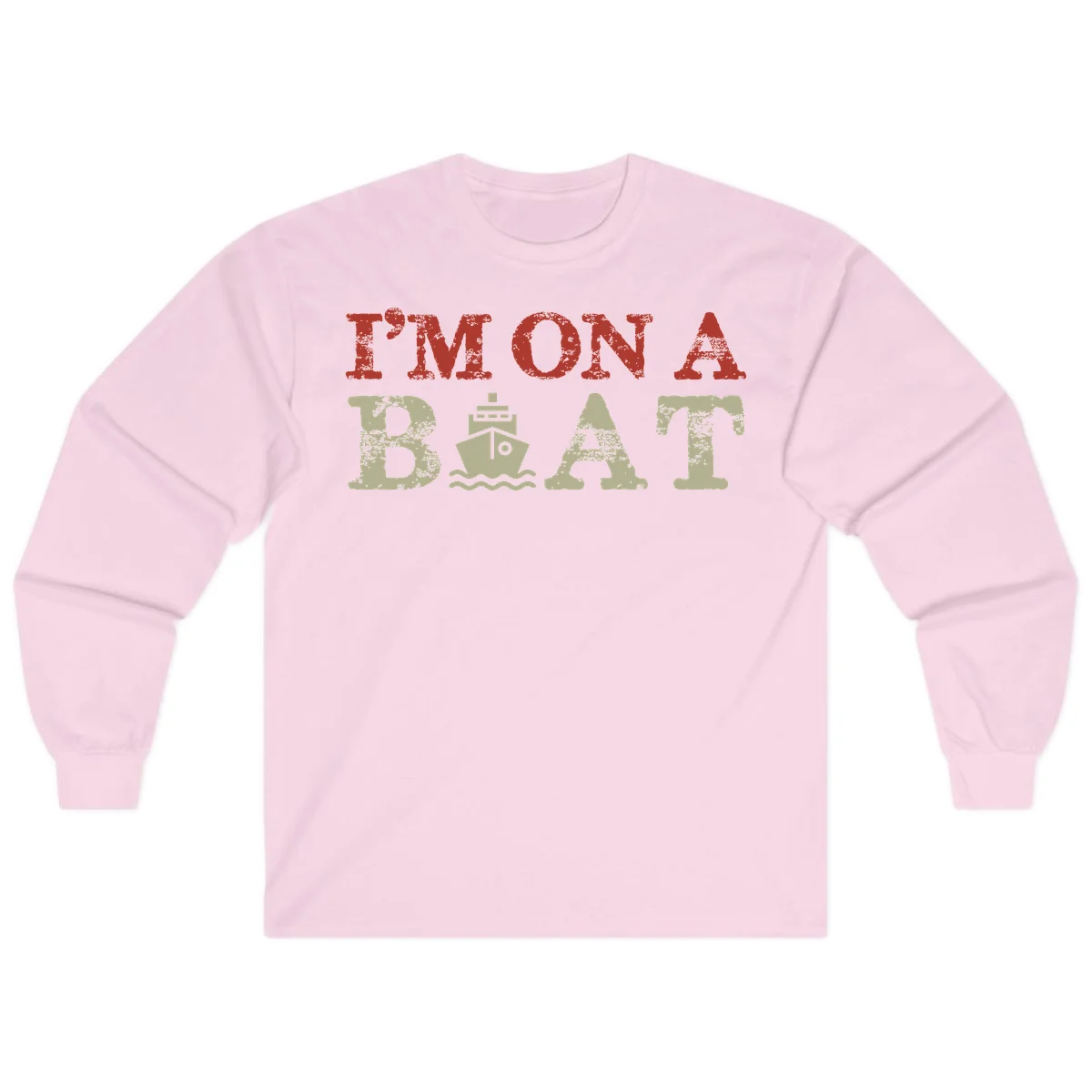 I'm On A Boat Cruise Long Sleeve Tee in Light Pink