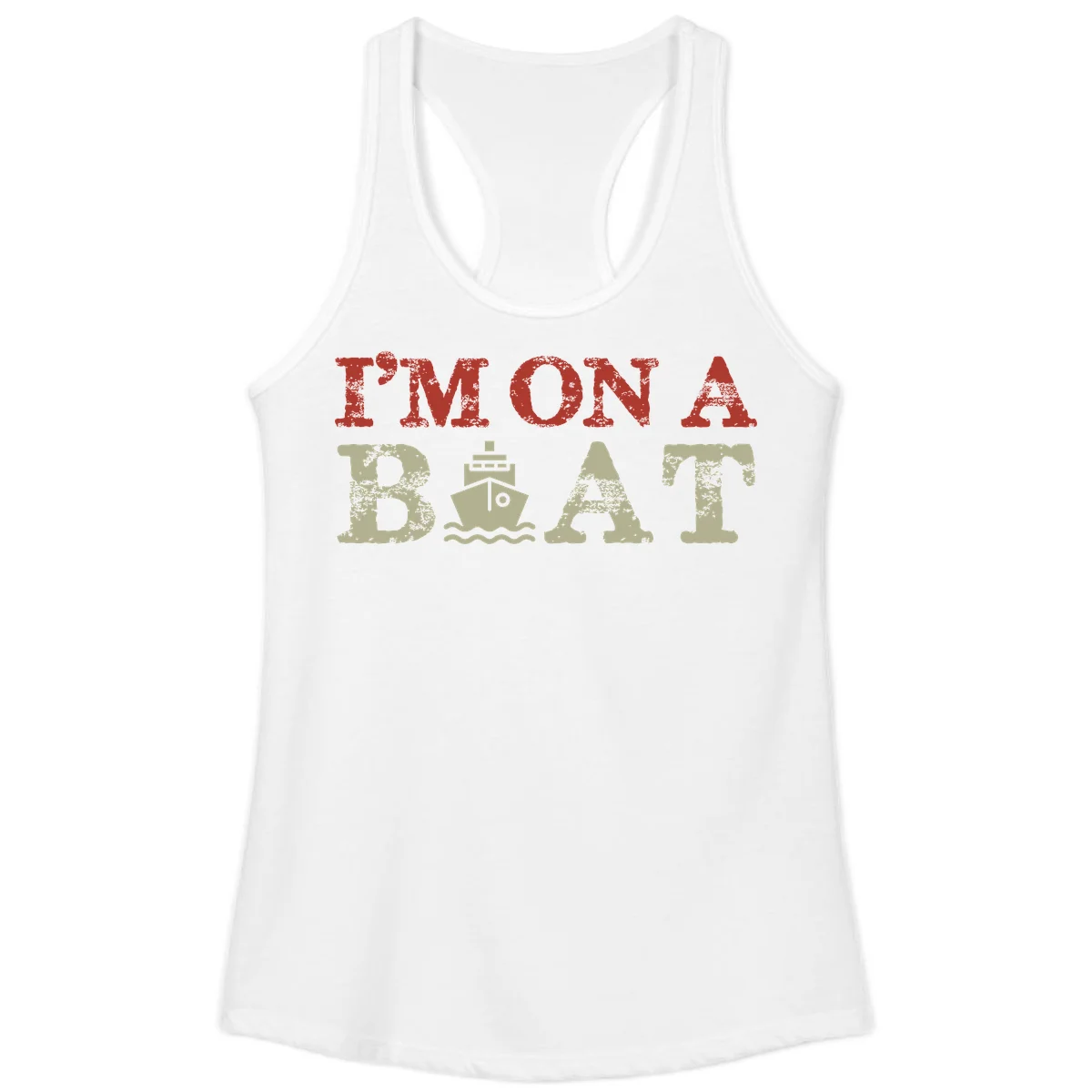 I'm On A Boat Cruise Ladies Tank in White