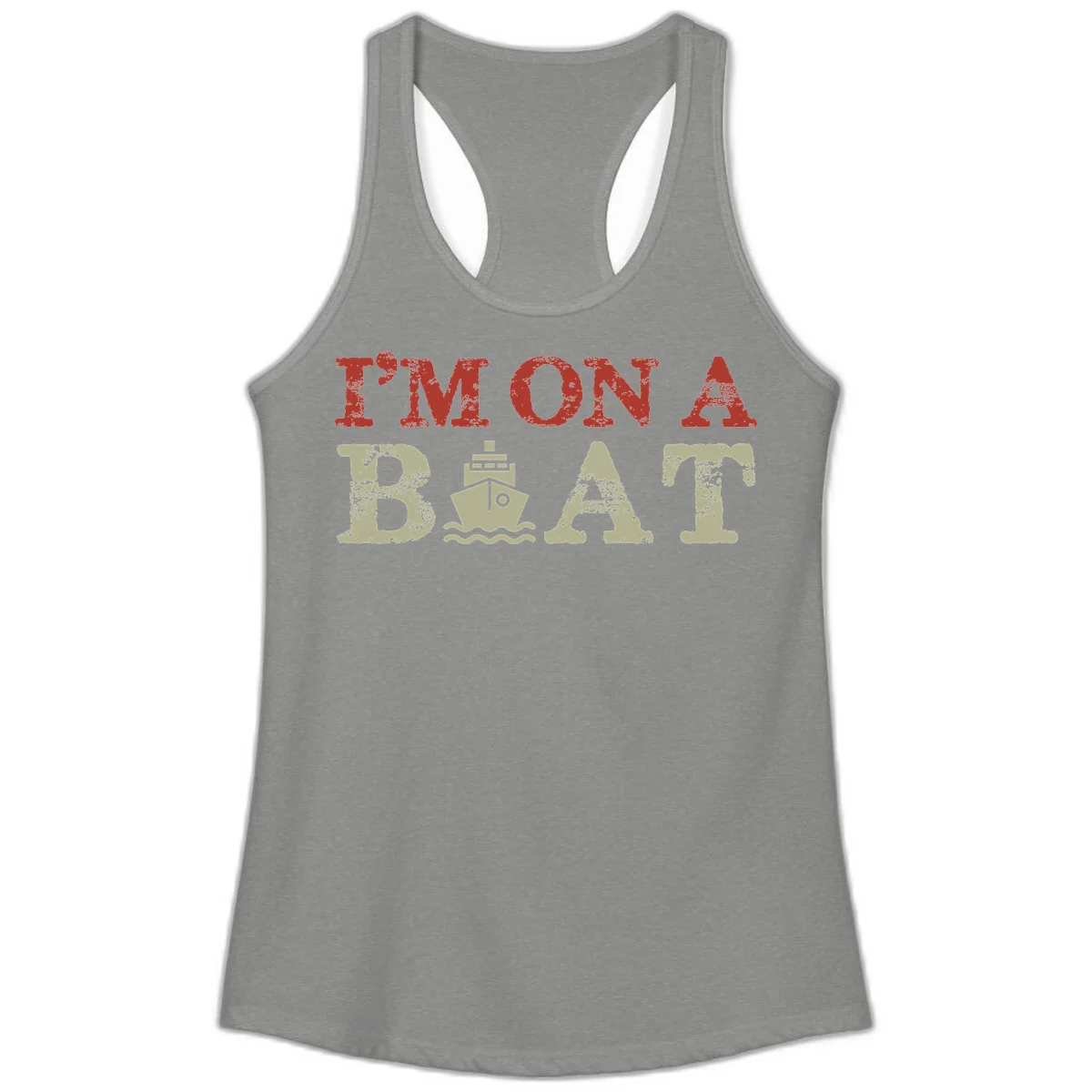 I'm On A Boat Cruise Ladies Tank in Heather Grey