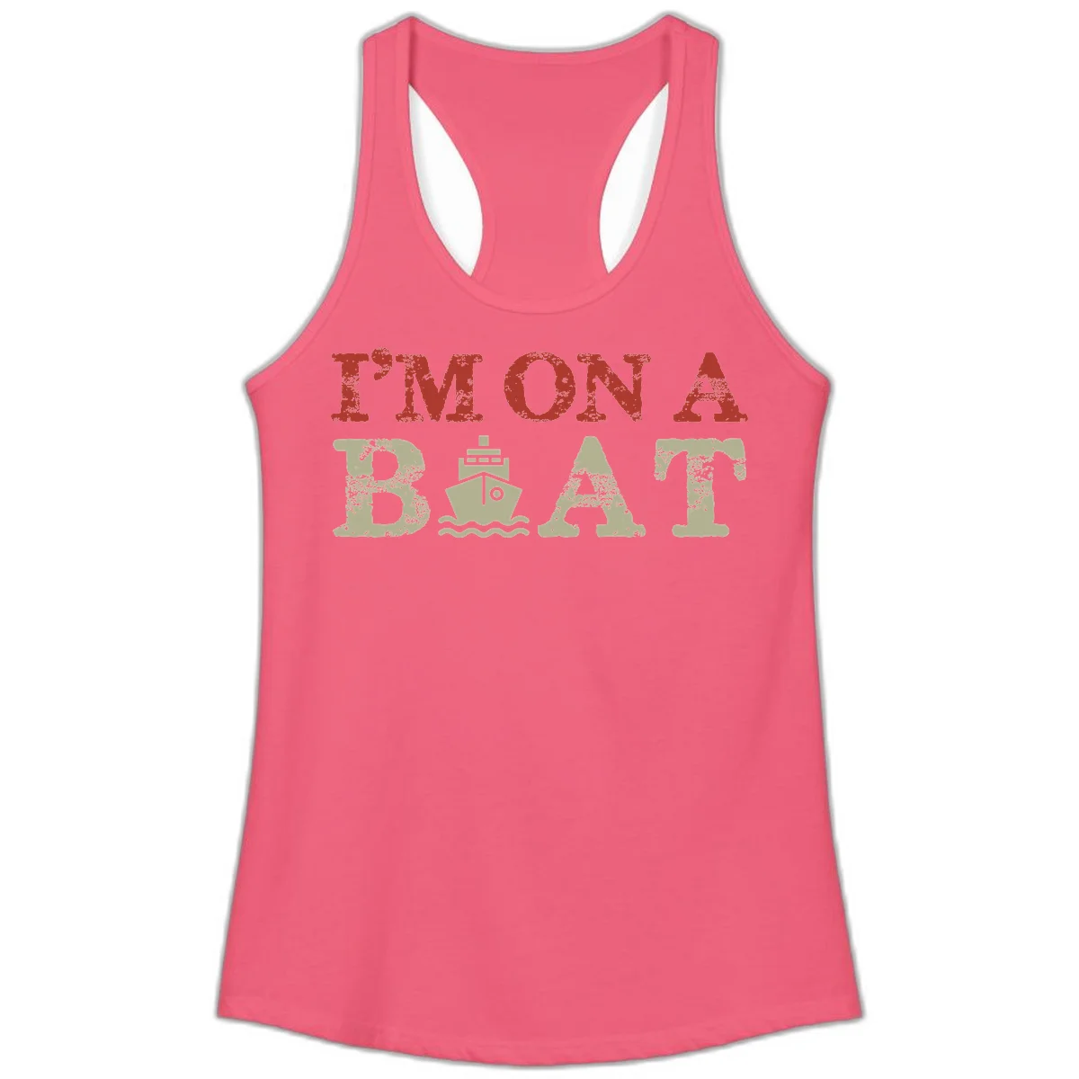 I'm On A Boat Cruise Ladies Tank in Hot Pink