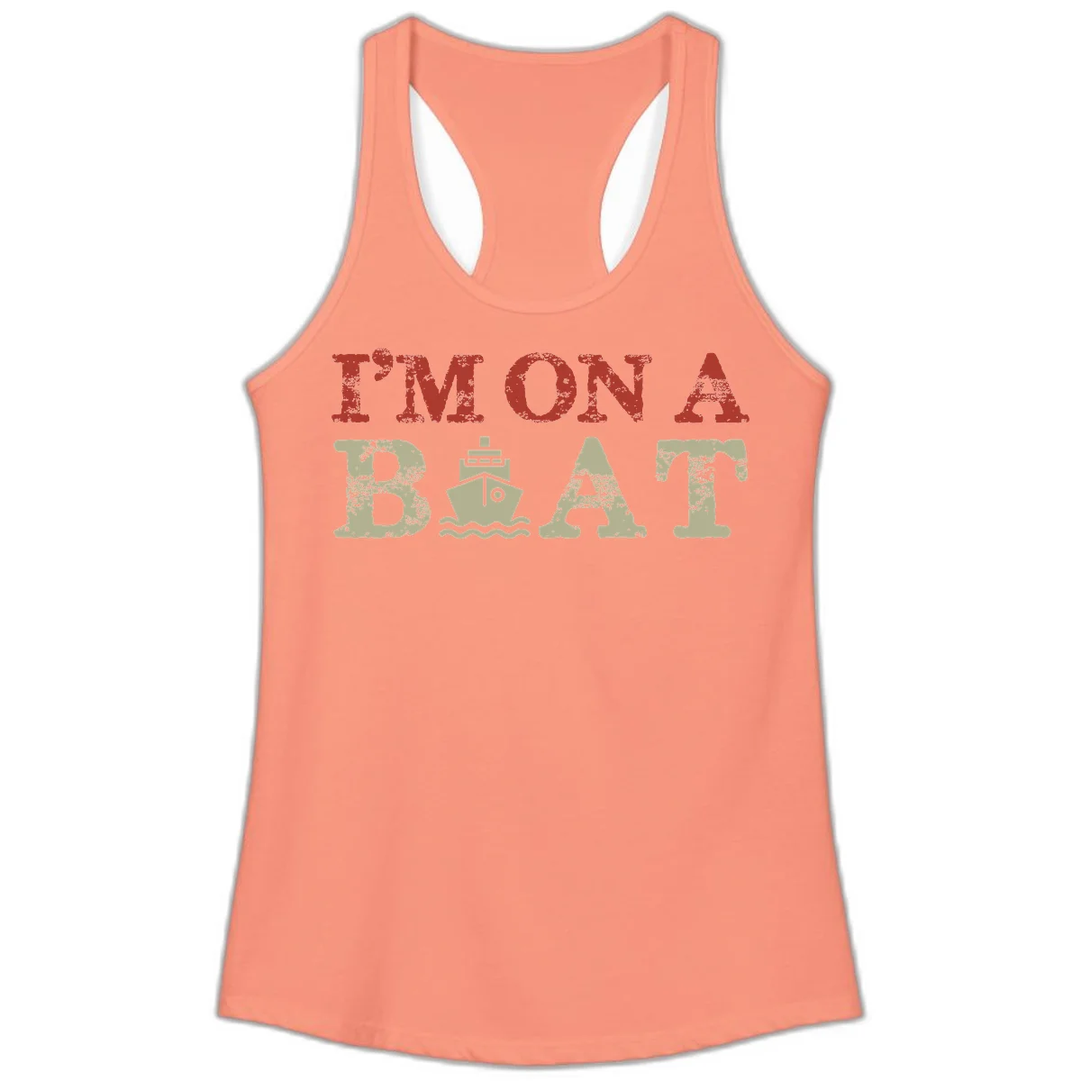 I'm On A Boat Cruise Ladies Tank in Solid Light Orange