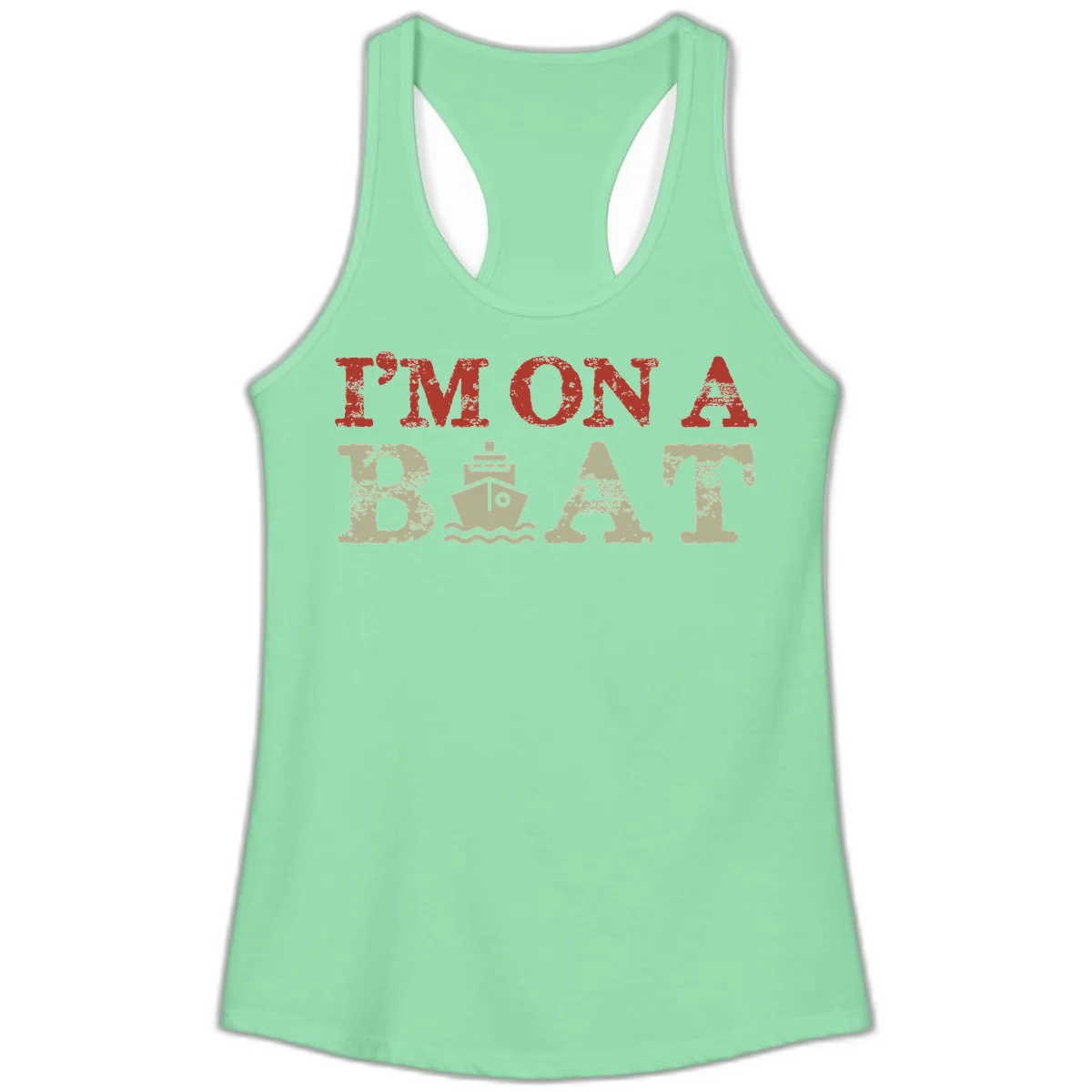 I'm On A Boat Cruise Ladies Tank in Solid Mint