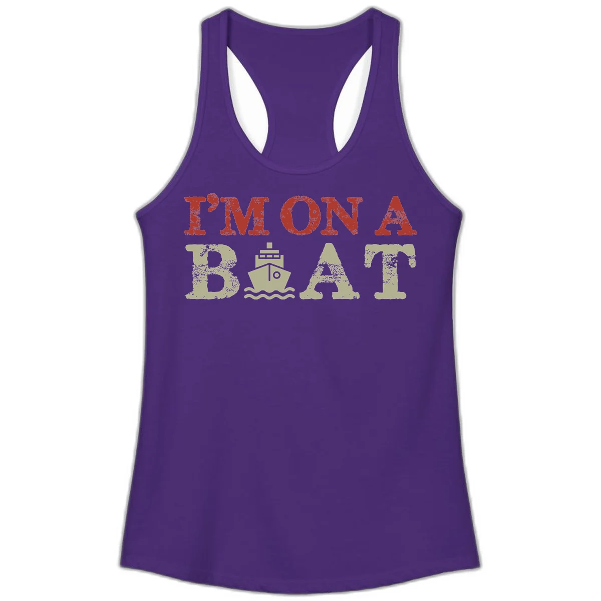 I'm On A Boat Cruise Ladies Tank in Solid Purple Rush
