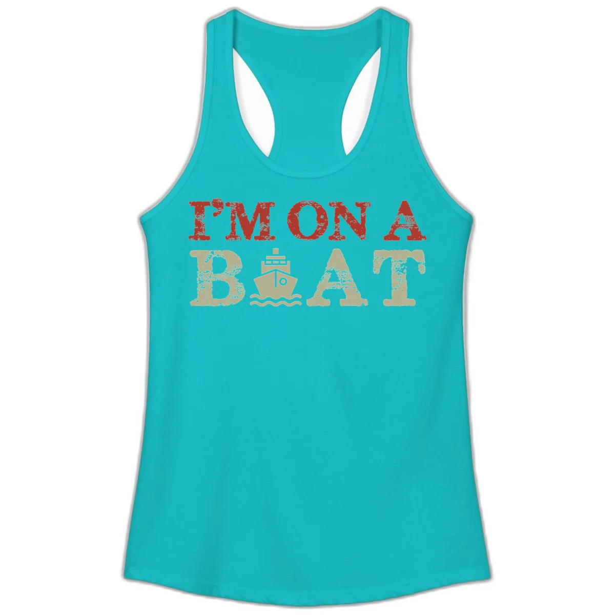 I'm On A Boat Cruise Ladies Tank in Tahiti Blue