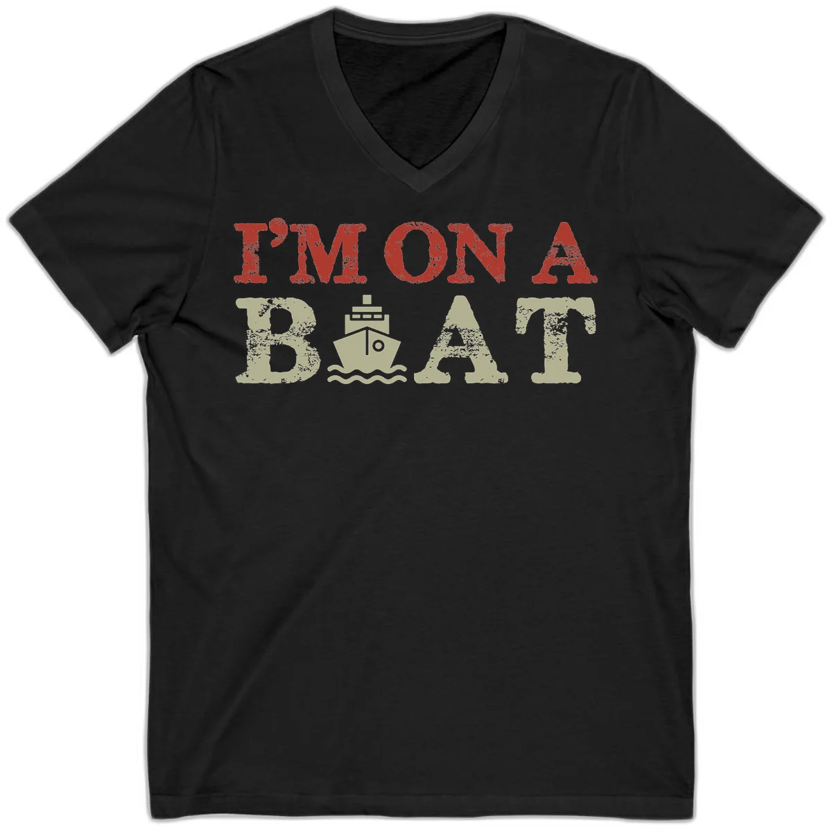 I'm On A Boat Cruise V-Neck Tee in Black