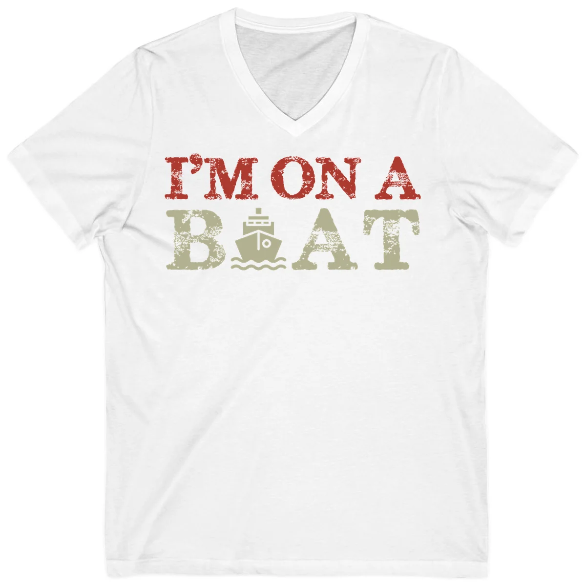 I'm On A Boat Cruise V-Neck Tee in White