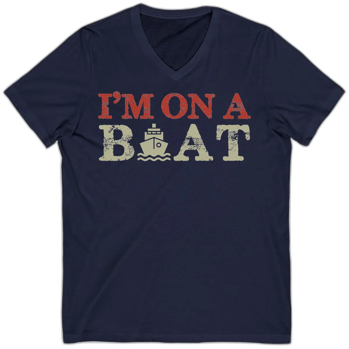 I'm On A Boat Cruise V-Neck Tee in Navy