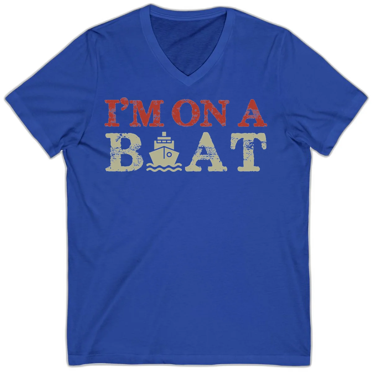 I'm On A Boat Cruise V-Neck Tee in True Royal