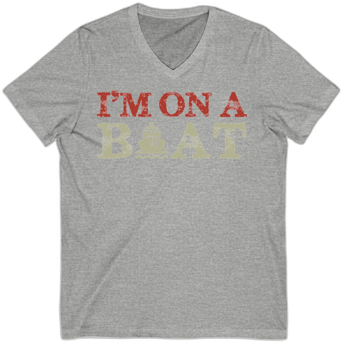 I'm On A Boat Cruise V-Neck Tee in Athletic Heather