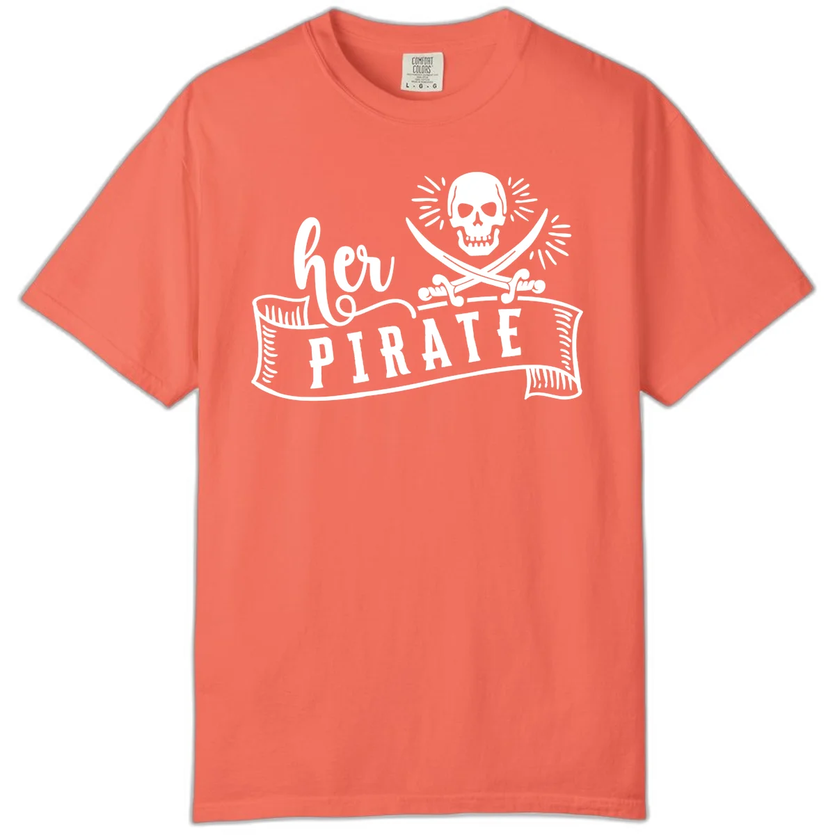 Ahoy Pirate Skull & Crossbones Comfort Color in Bright Salmon