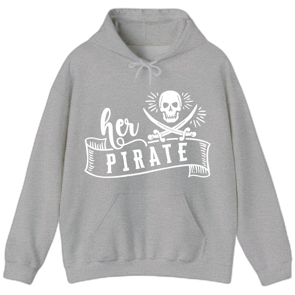 Ahoy Pirate Skull & Crossbones Hoodie in Sport Grey