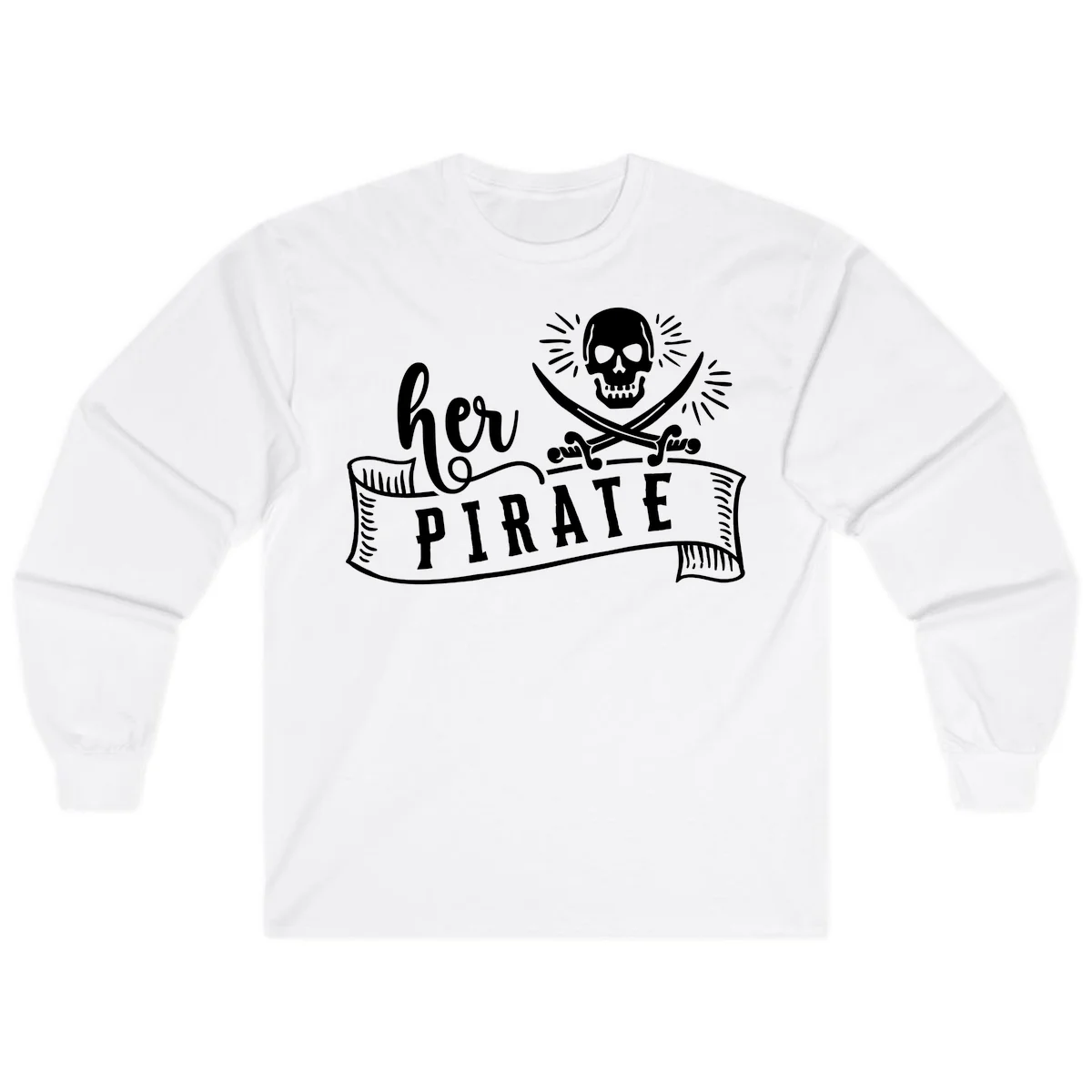 Ahoy Pirate Skull & Crossbones Long Sleeve in White