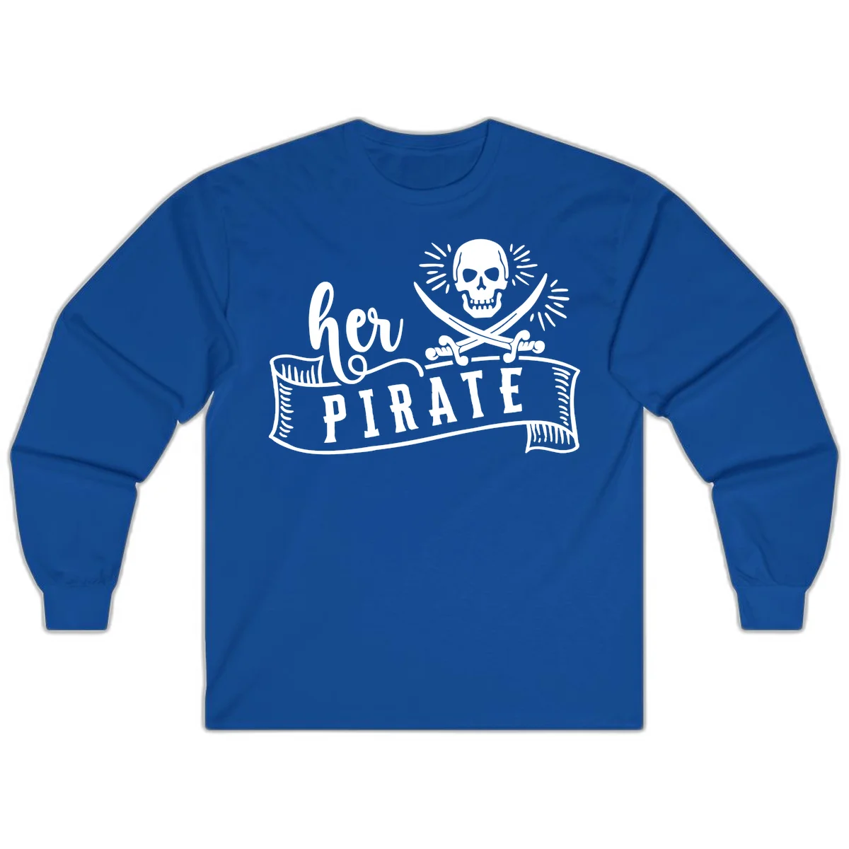 Ahoy Pirate Skull & Crossbones Long Sleeve in Royal