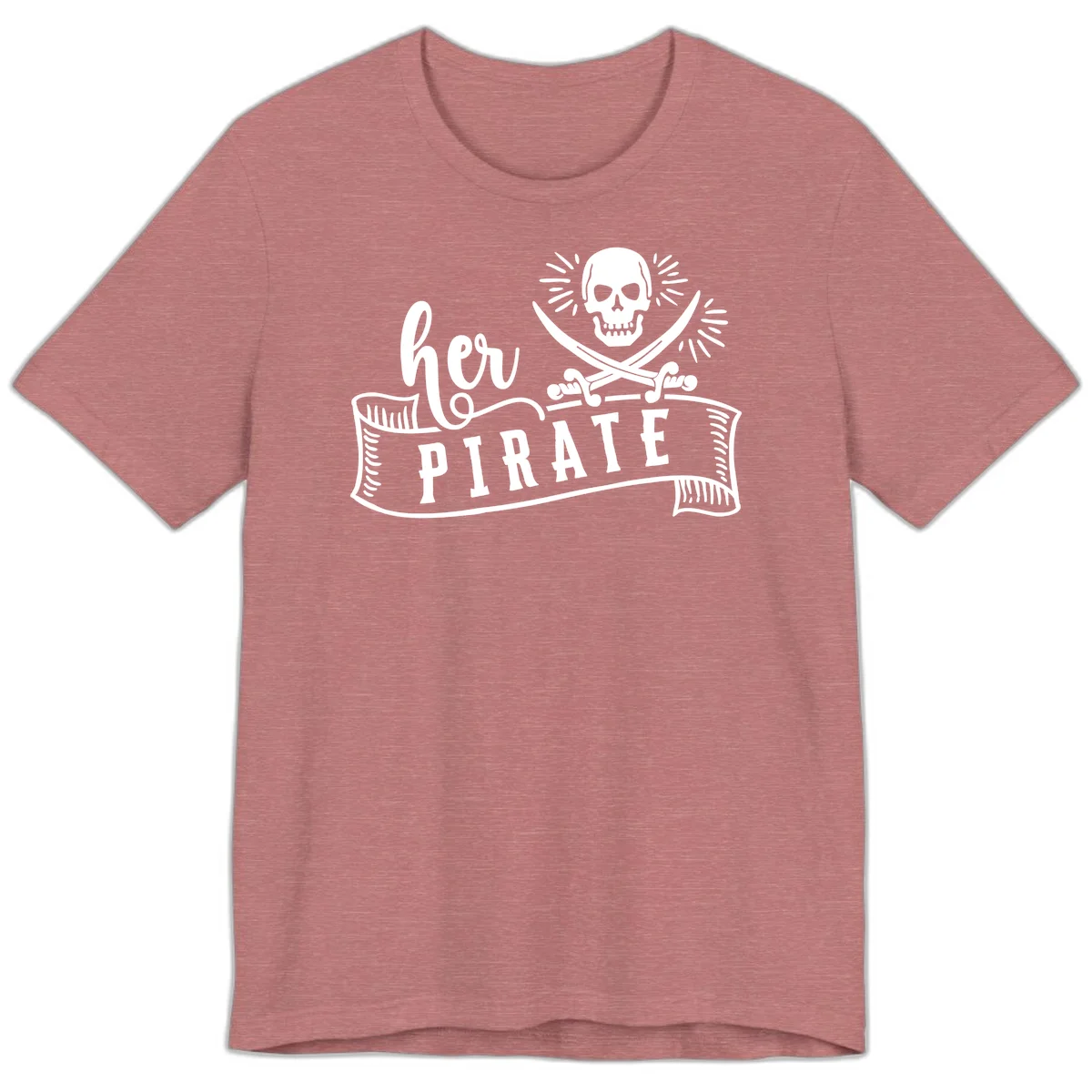 Ahoy Pirate Skull & Crossbones Premium T-Shirt in Heather Mauve