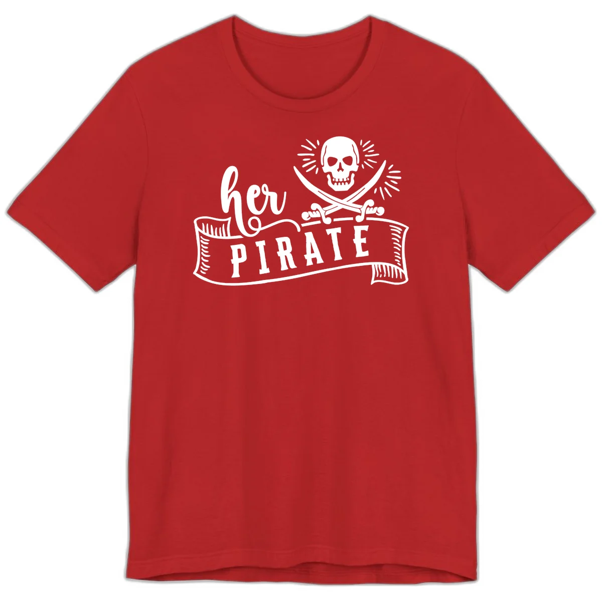 Ahoy Pirate Skull & Crossbones Premium T-Shirt in Red
