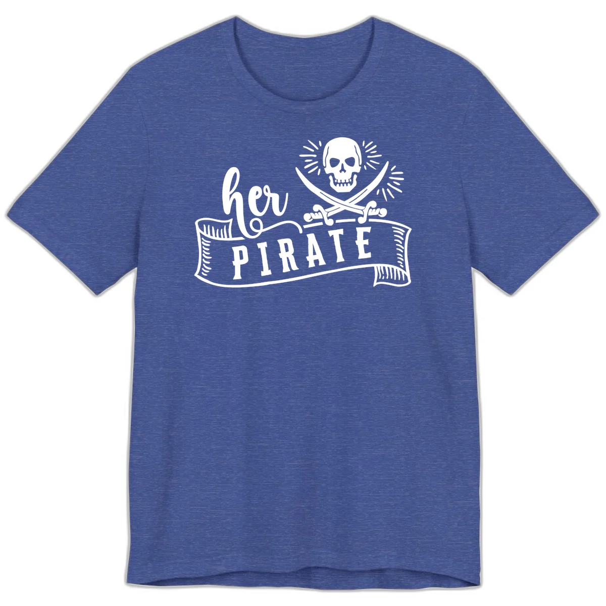 Ahoy Pirate Skull & Crossbones Premium T-Shirt in Heather True Royal