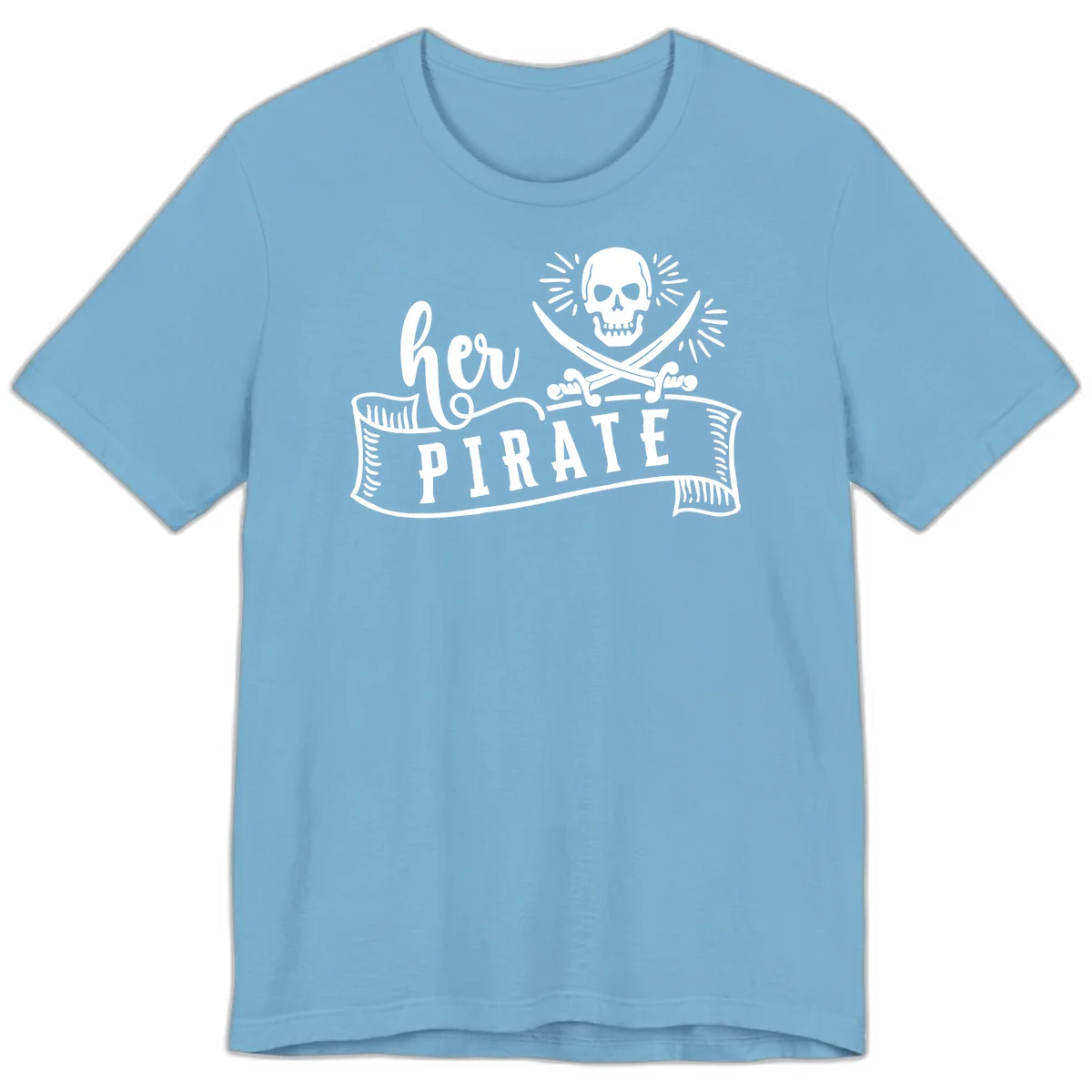 Ahoy Pirate Skull & Crossbones Premium T-Shirt in Ocean Blue