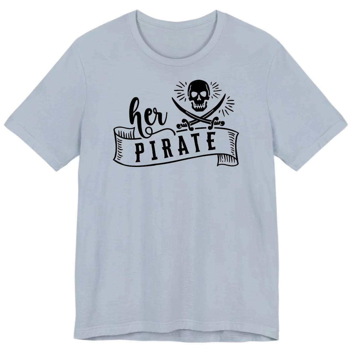 Ahoy Pirate Skull & Crossbones Premium T-Shirt in Light Blue