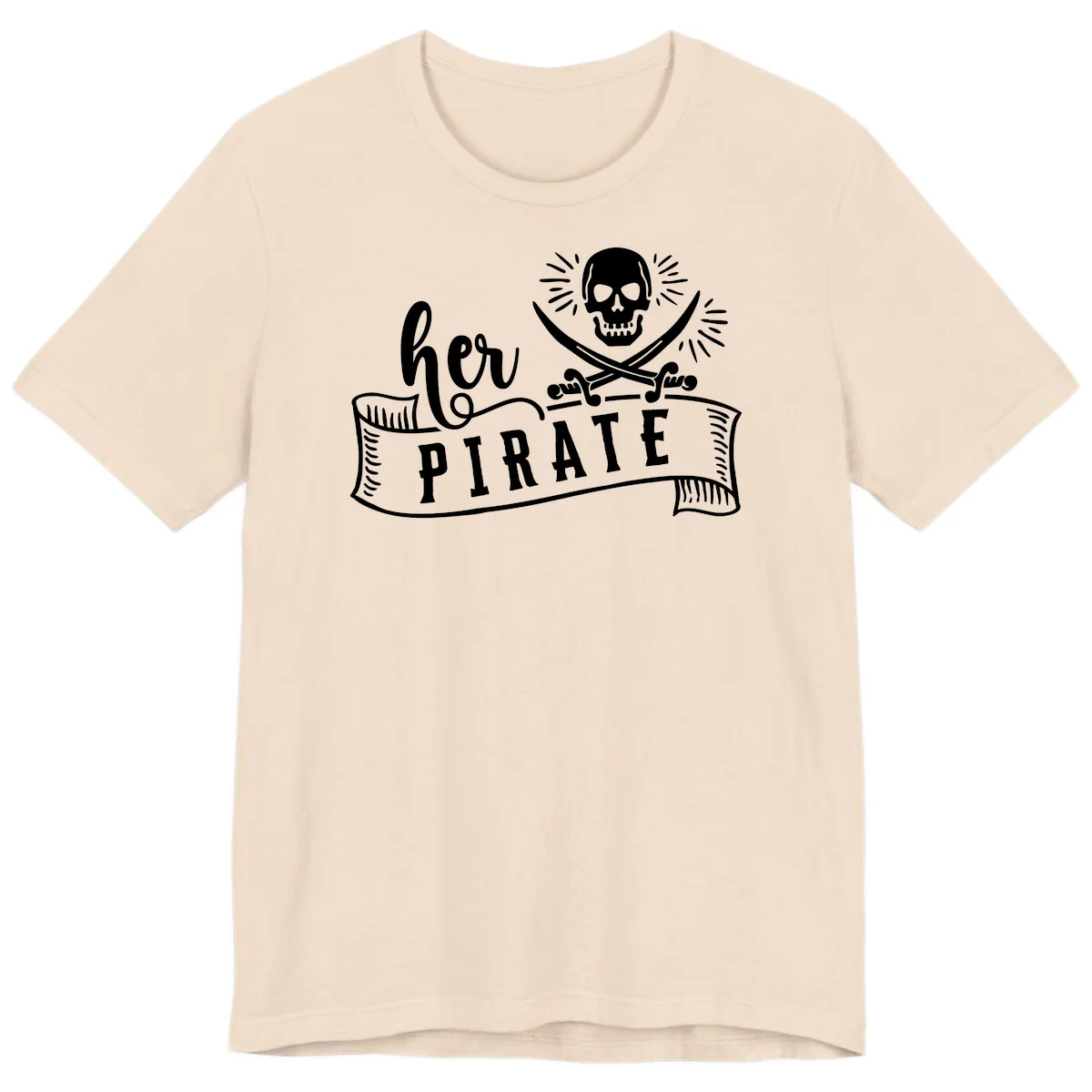 Ahoy Pirate Skull & Crossbones Premium T-Shirt in Soft Cream