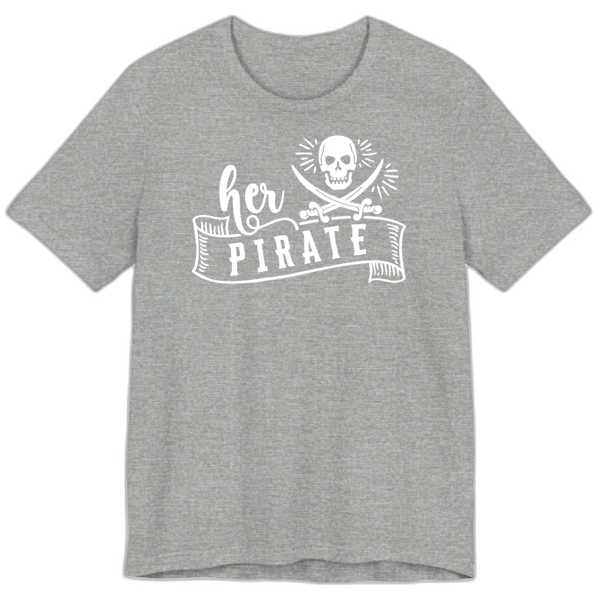 Ahoy Pirate Skull & Crossbones Premium T-Shirt in Athletic Heather