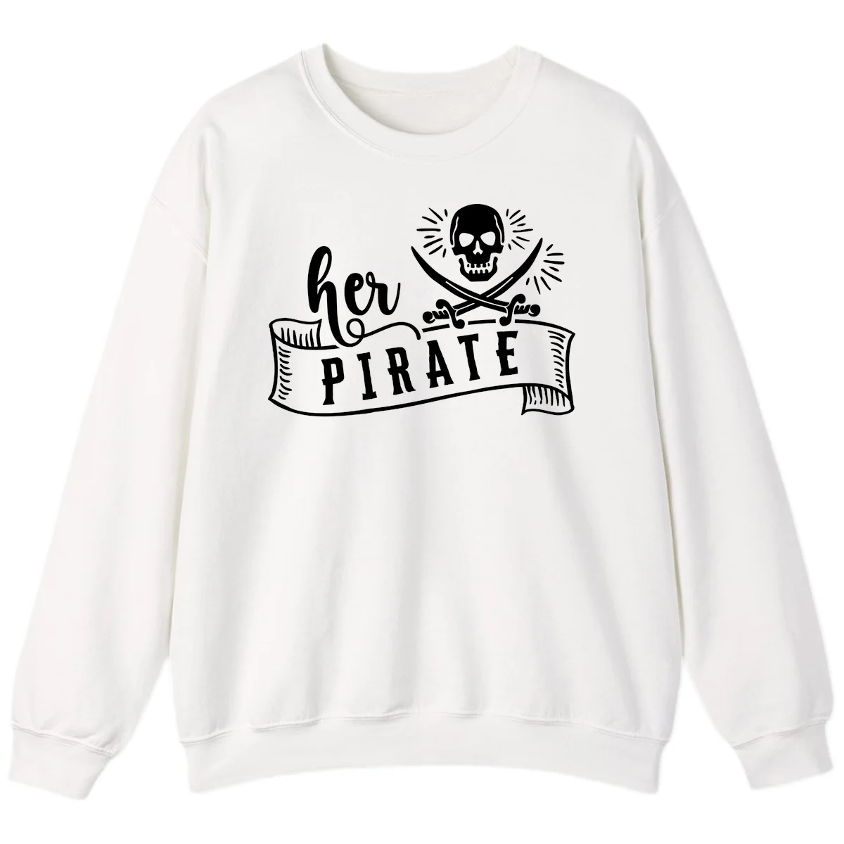 Ahoy Pirate Skull & Crossbones Sweatshirt in White