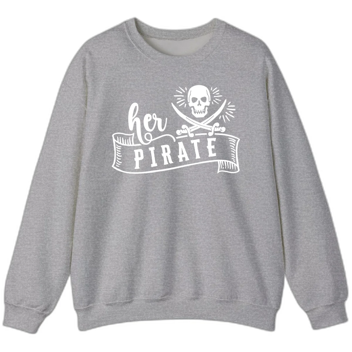 Ahoy Pirate Skull & Crossbones Sweatshirt in Sport Grey