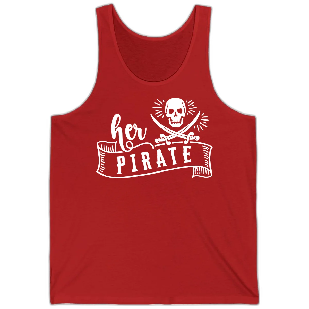 Ahoy Pirate Skull & Crossbones Tank in Red