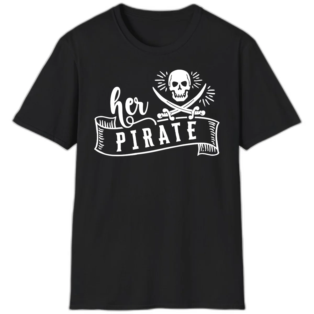 Ahoy Pirate Skull & Crossbones T-Shirt in Black
