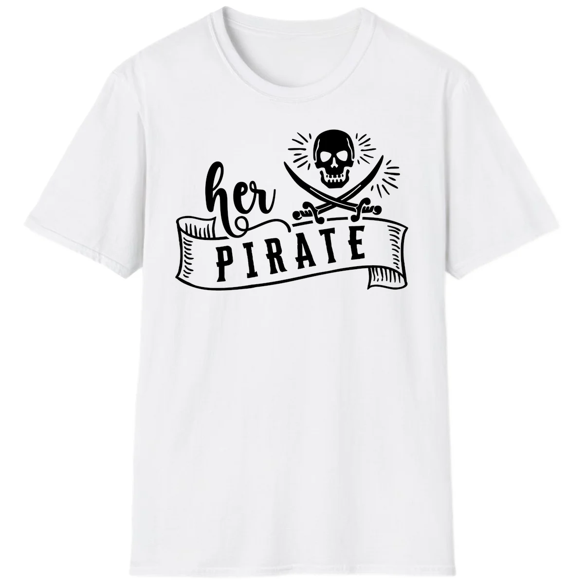 Ahoy Pirate Skull & Crossbones T-Shirt in White