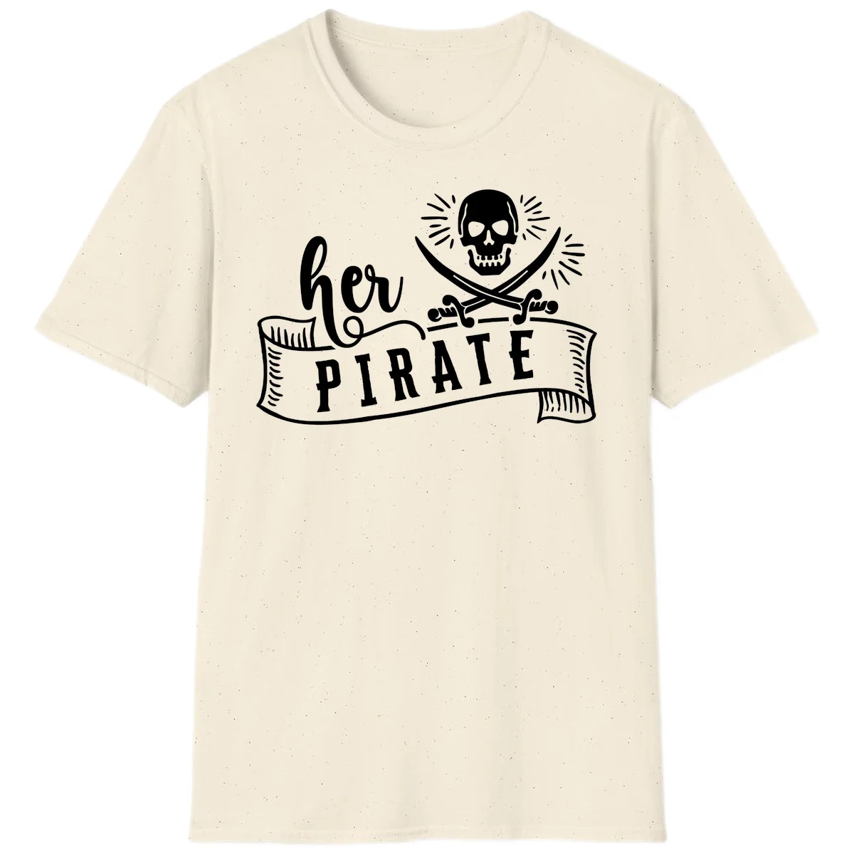 Ahoy Pirate Skull & Crossbones T-Shirt in Natural