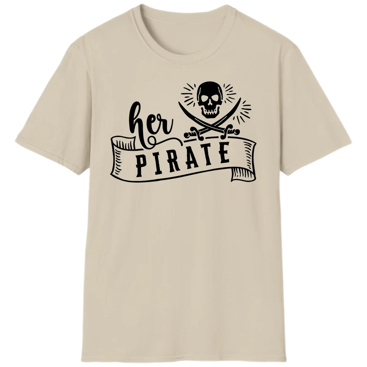 Ahoy Pirate Skull & Crossbones T-Shirt in Sand