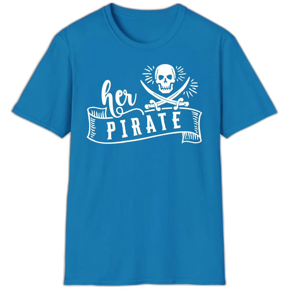Ahoy Pirate Skull & Crossbones T-Shirt in Sapphire