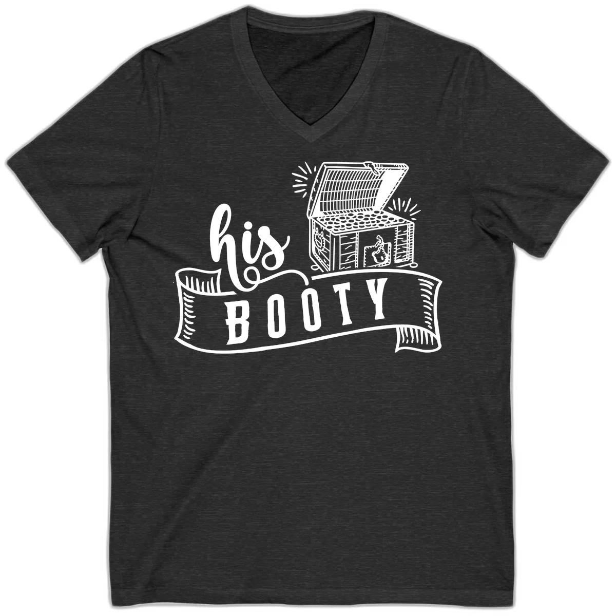 His and Hers Booty Cruise V-Neck in Dark Grey Heather