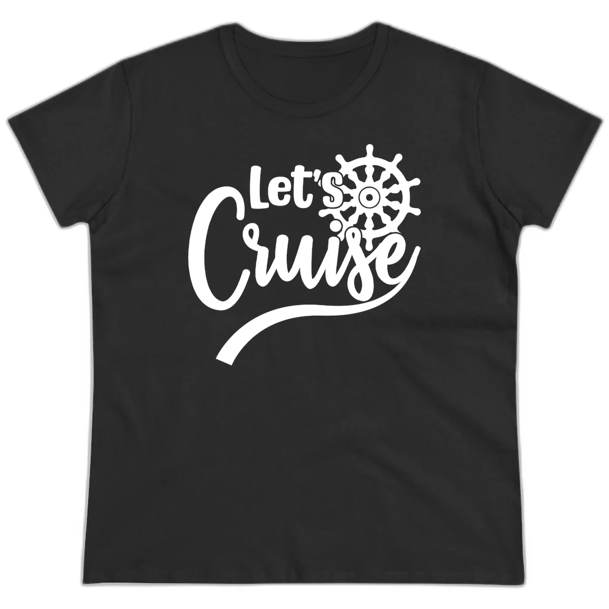 Let's So Swig Funny Nautical Ladies Cruise Tee in Black
