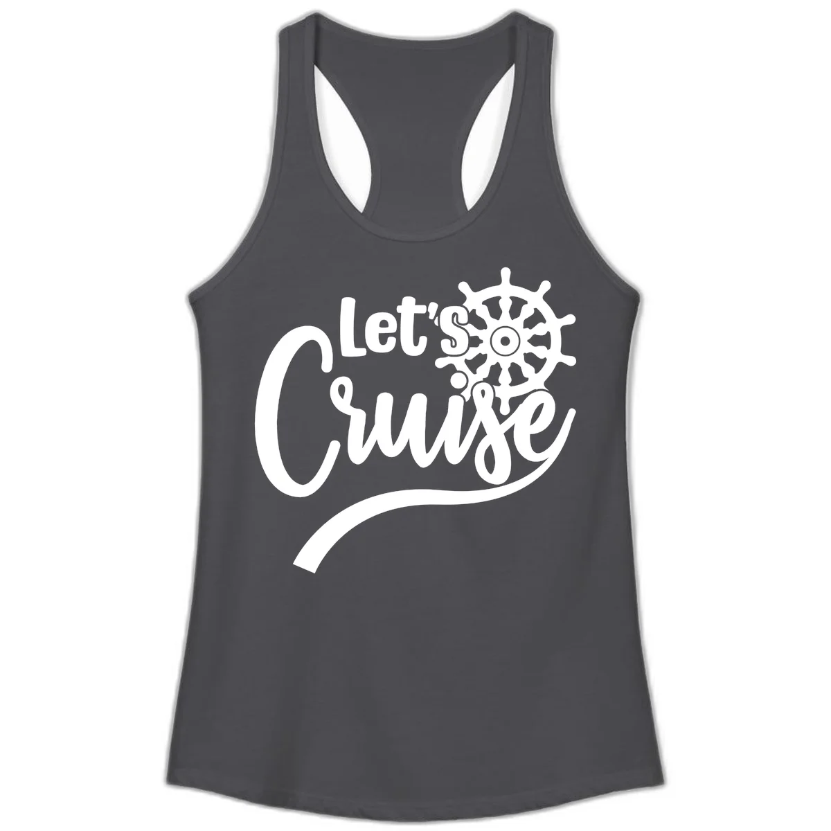 Let's So Swig Funny Nautical Ladies Tank Top in Solid Dark Gray