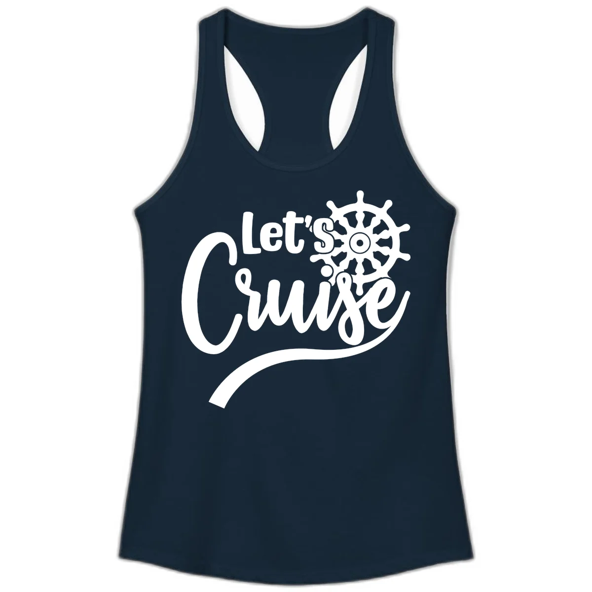 Let's So Swig Funny Nautical Ladies Tank Top in Solid Midnight Navy