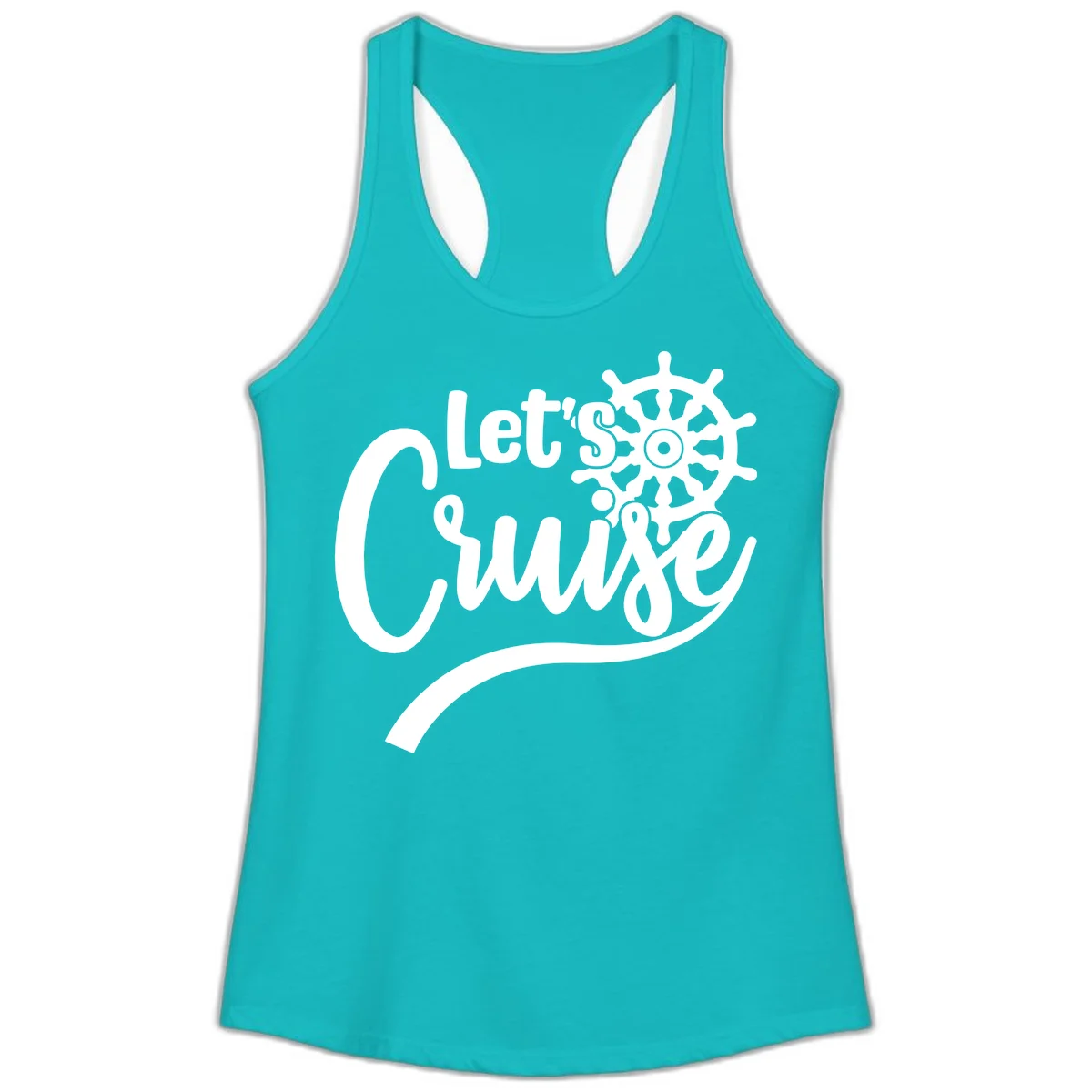 Let's So Swig Funny Nautical Ladies Tank Top in Tahiti Blue