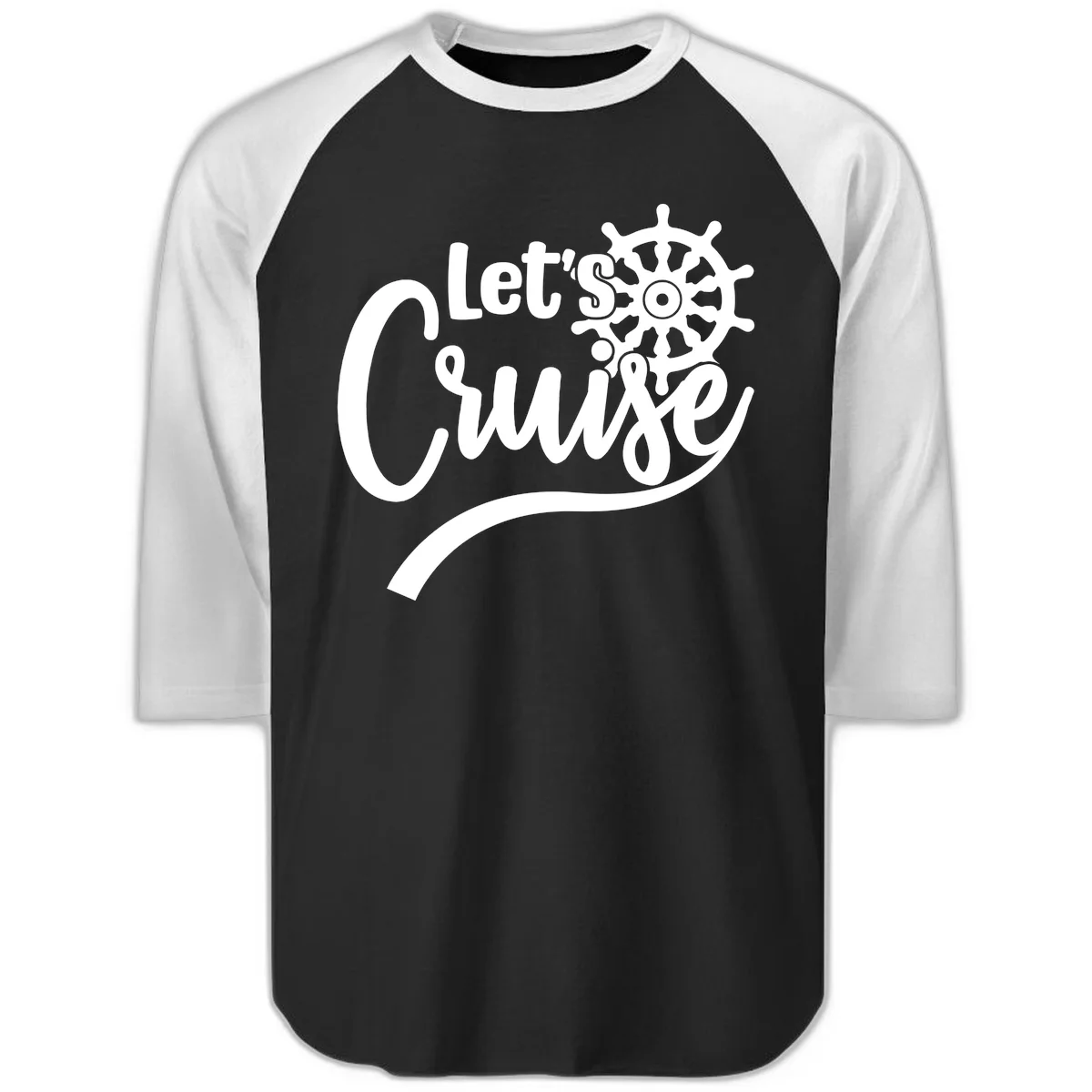Let's So Swig Funny Cruise Raglan 3/4 Tee in Black White
