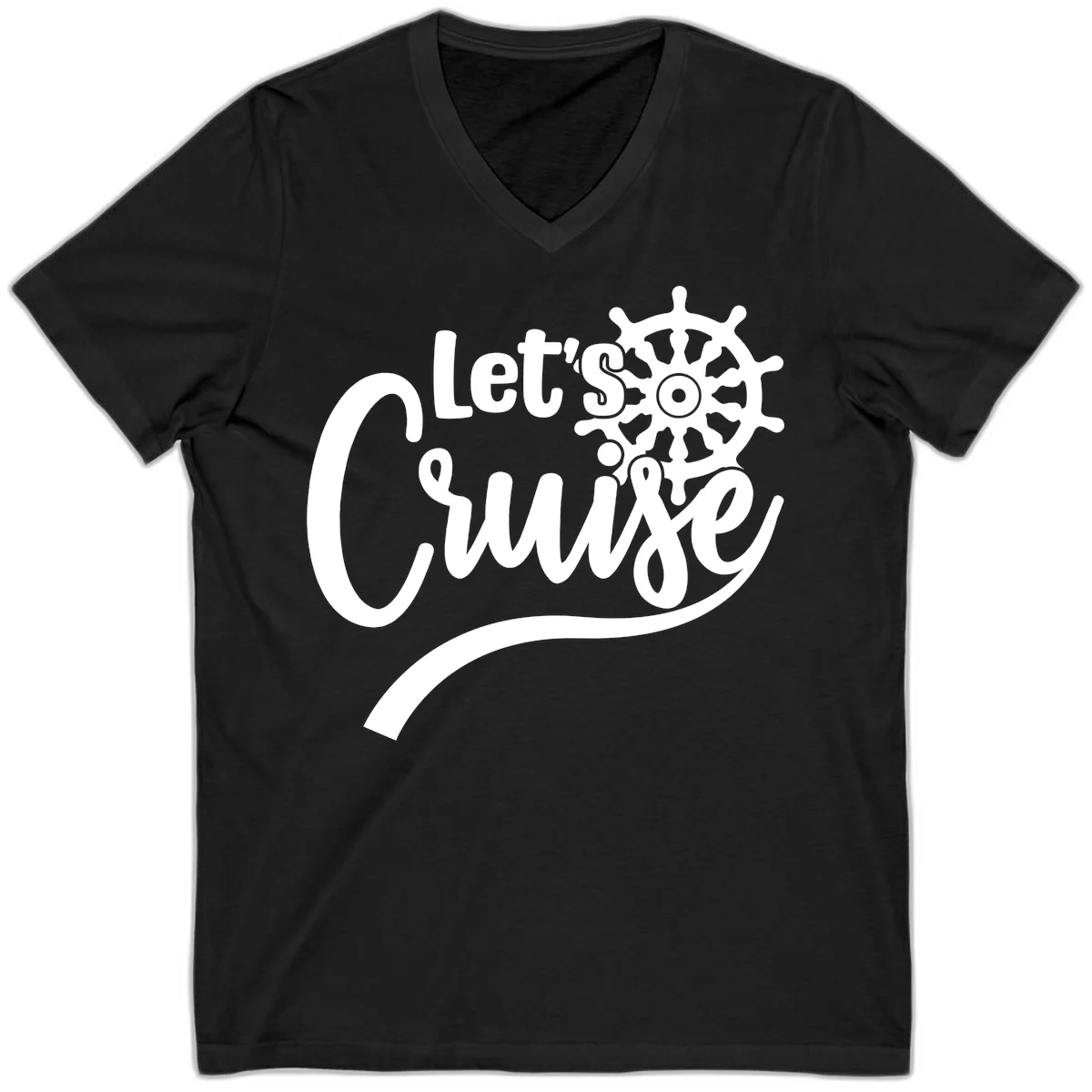 Let's So Swig Funny Nautical Cruise V-Neck Tee in Black