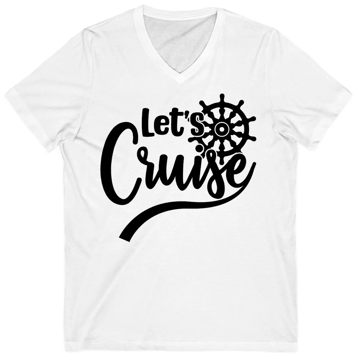Let's So Swig Funny Nautical Cruise V-Neck Tee in White