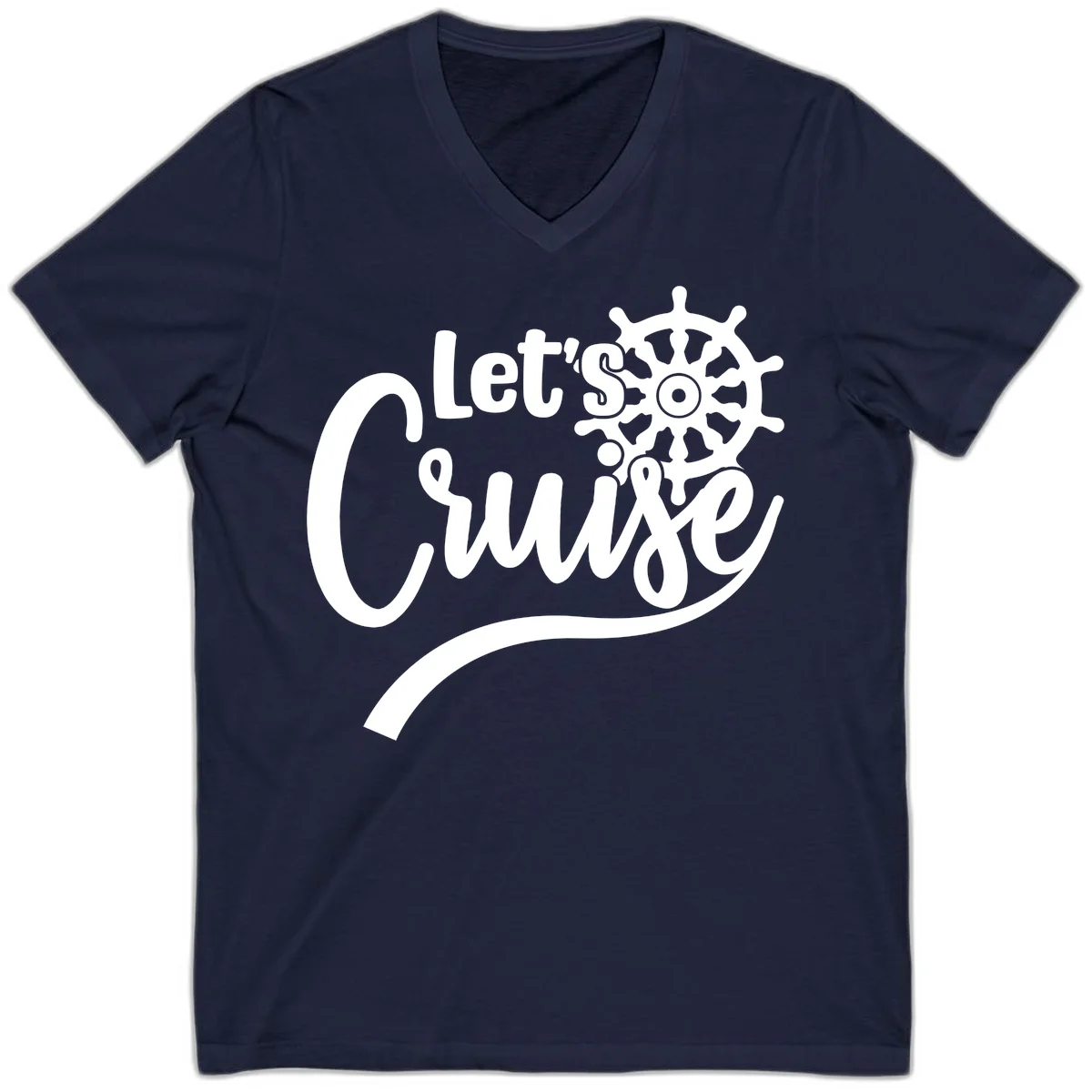 Let's So Swig Funny Nautical Cruise V-Neck Tee in Navy