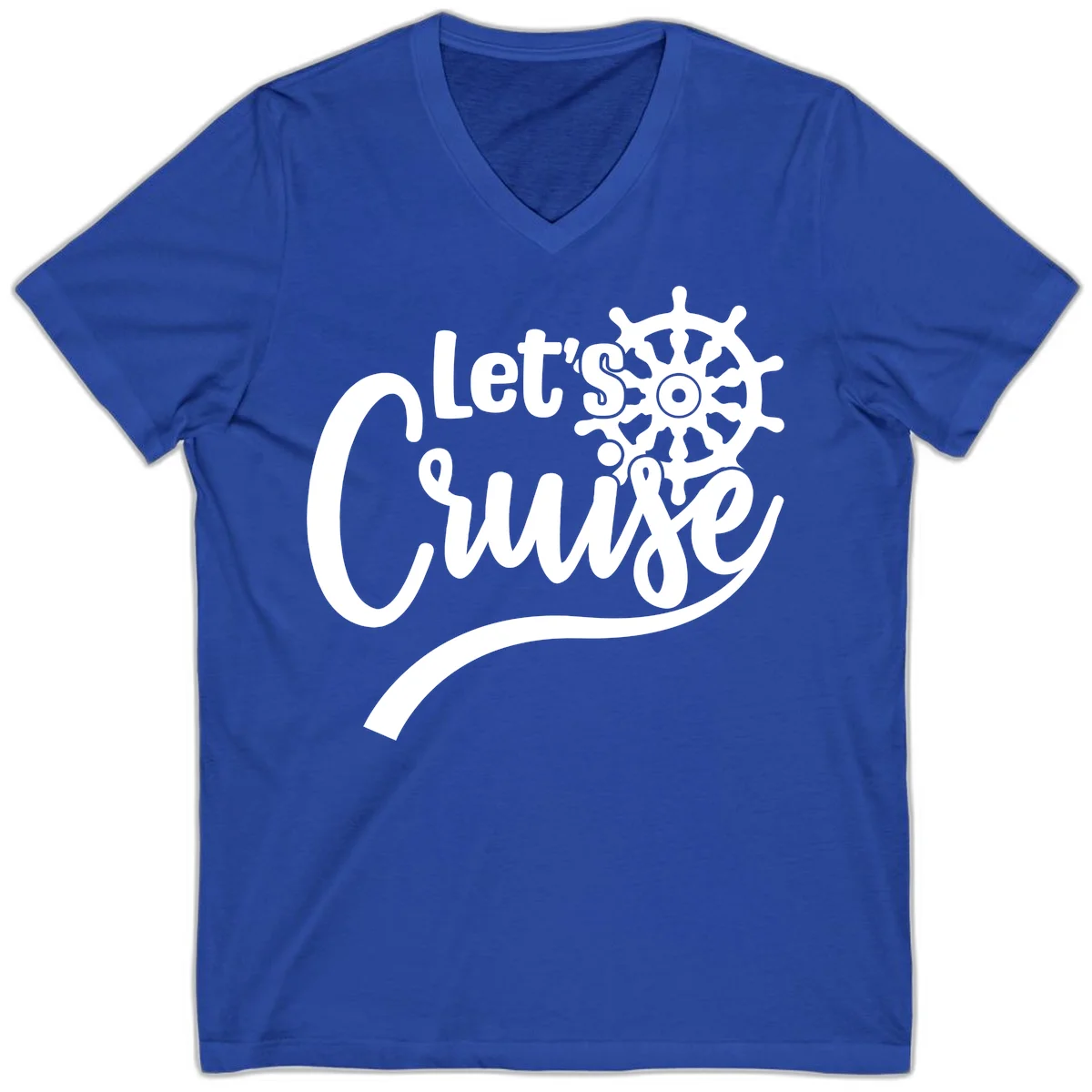 Let's So Swig Funny Nautical Cruise V-Neck Tee in True Royal