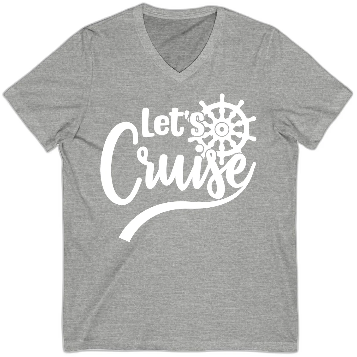Let's So Swig Funny Nautical Cruise V-Neck Tee in Athletic Heather