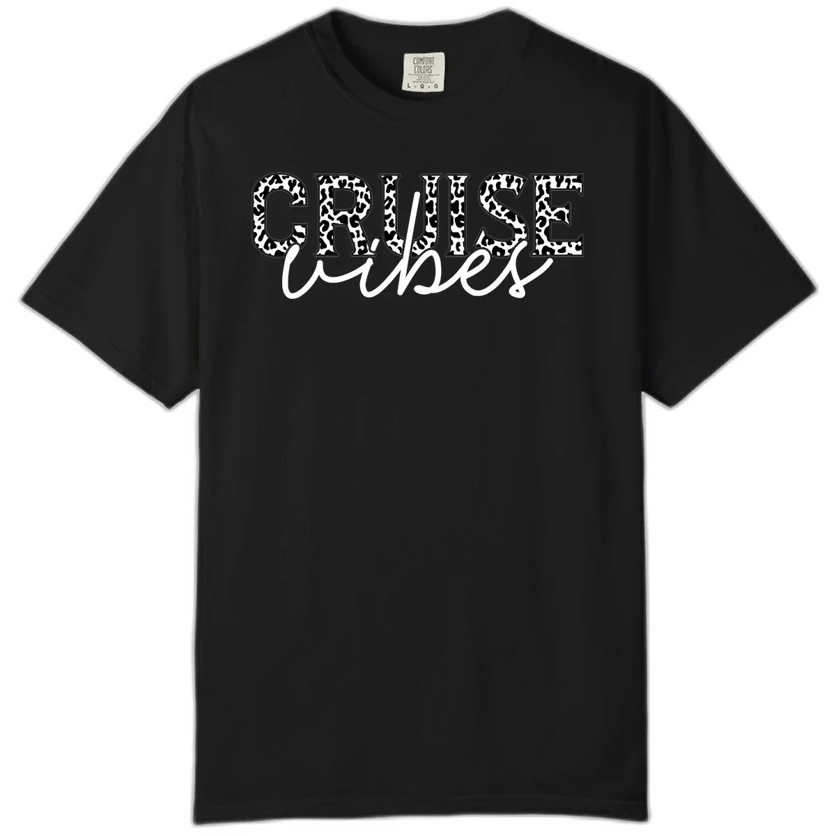 Cruise Vibes Leopard Print Comfort Color T-Shirt in Black