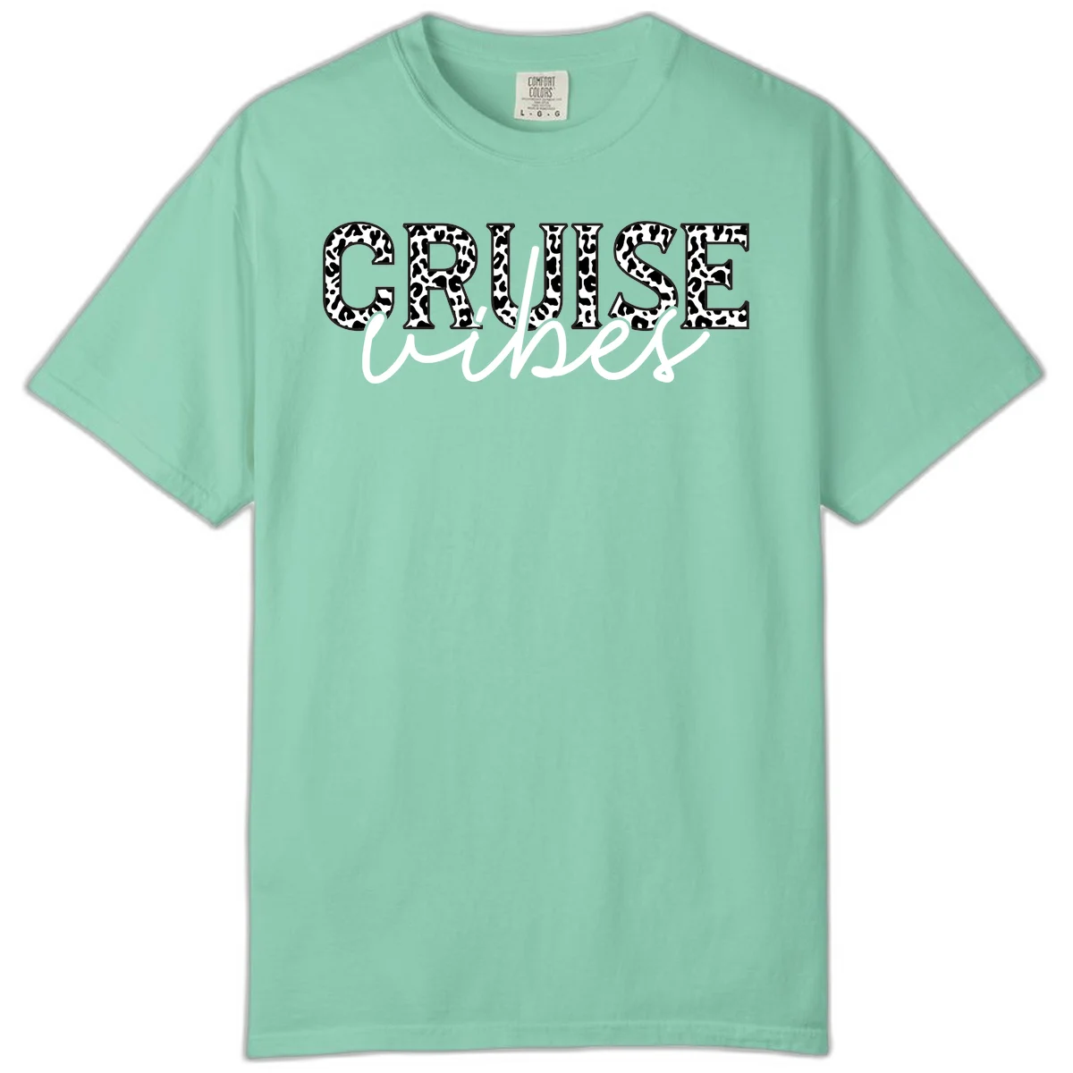 Cruise Vibes Leopard Print Comfort Color T-Shirt in Island Reef