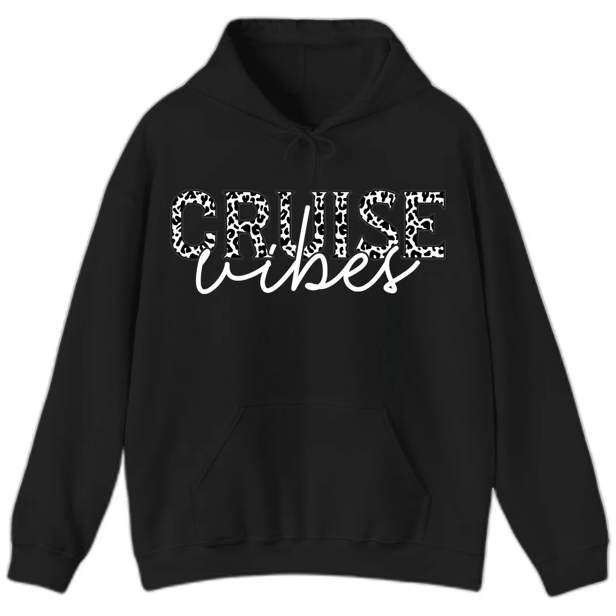 Cruise Vibes Leopard Print Hoodie in Black