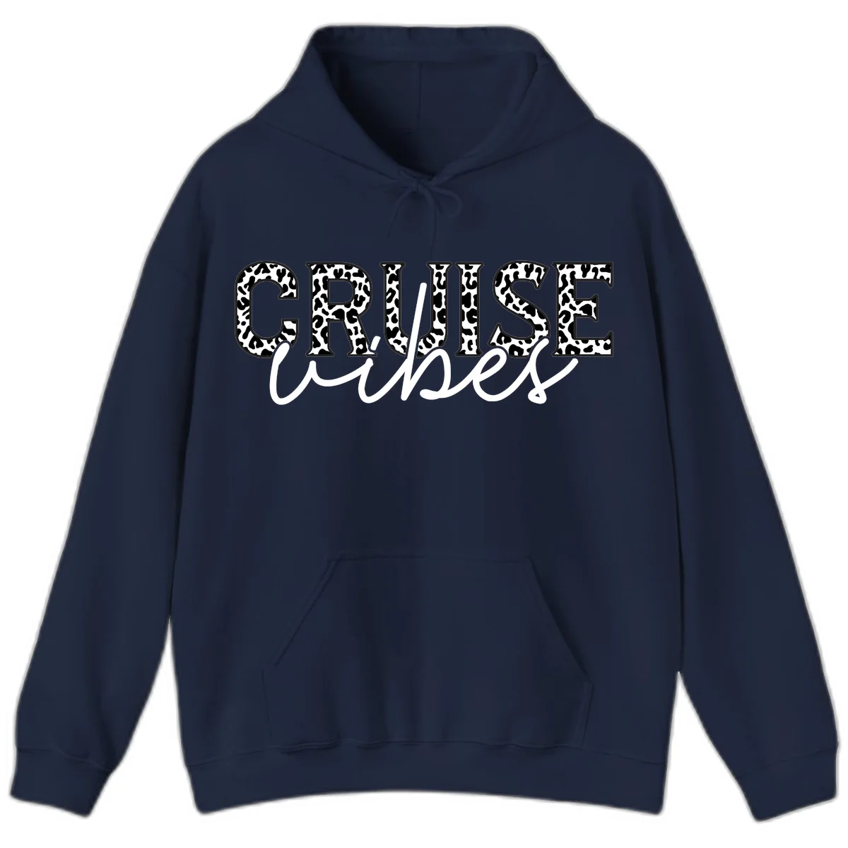 Cruise Vibes Leopard Print Hoodie in Navy