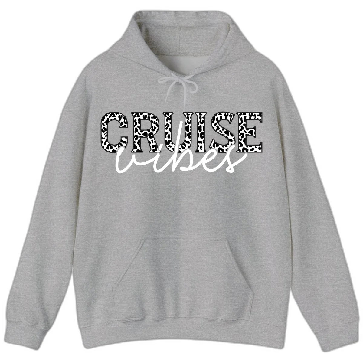 Cruise Vibes Leopard Print Hoodie in Sport Grey