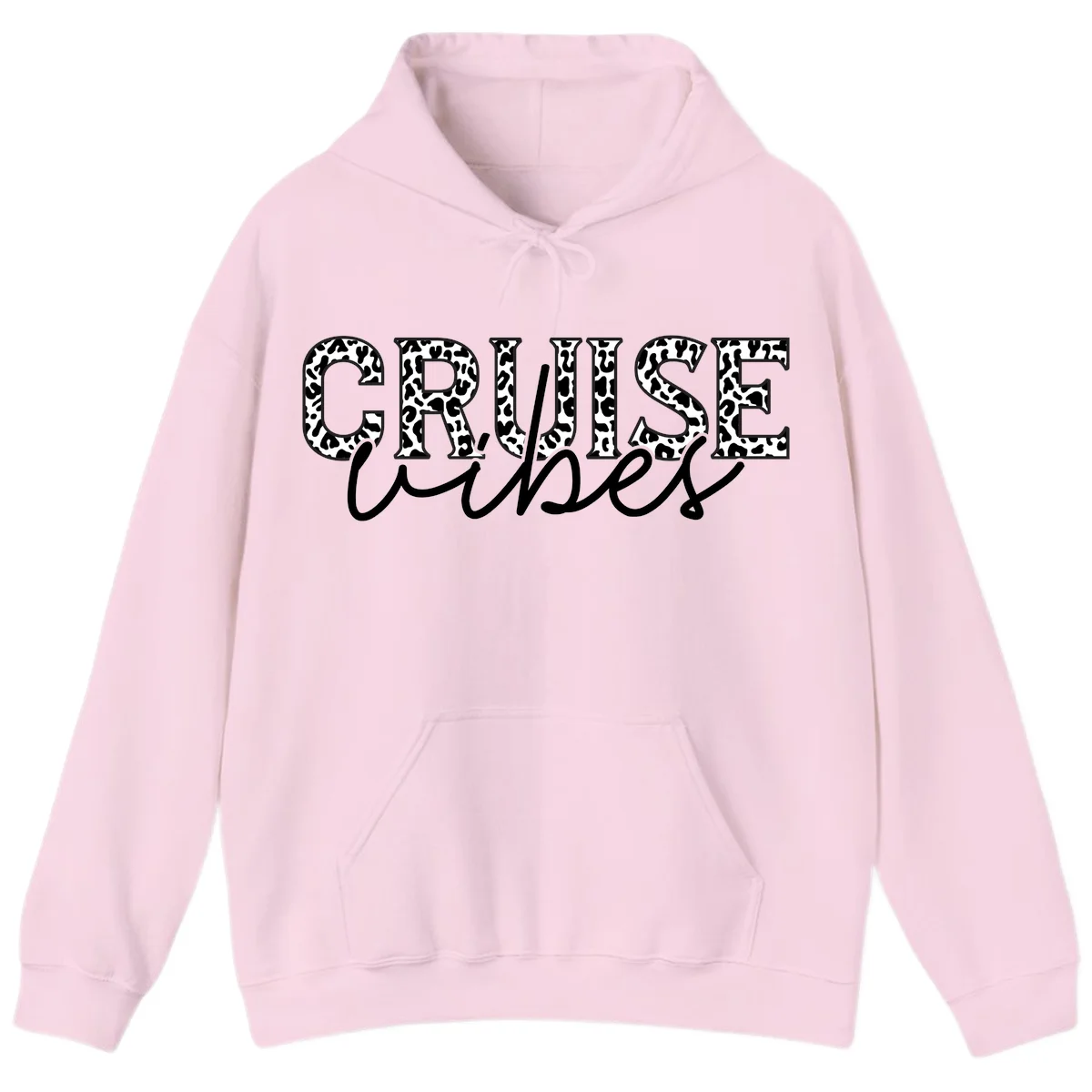 Cruise Vibes Leopard Print Hoodie in Light Pink
