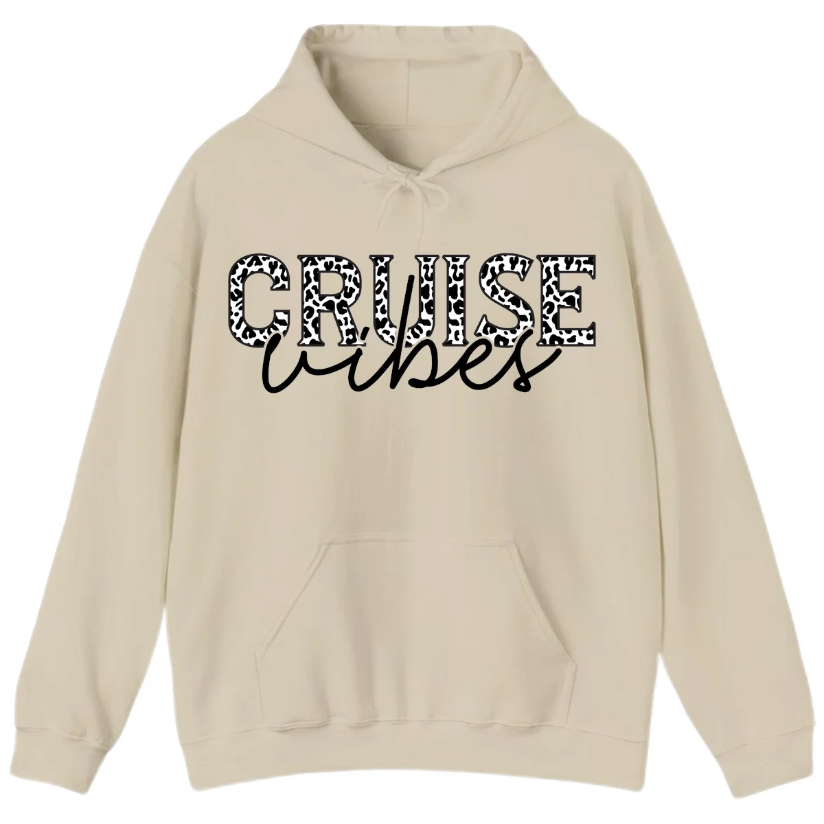 Cruise Vibes Leopard Print Hoodie in Sand